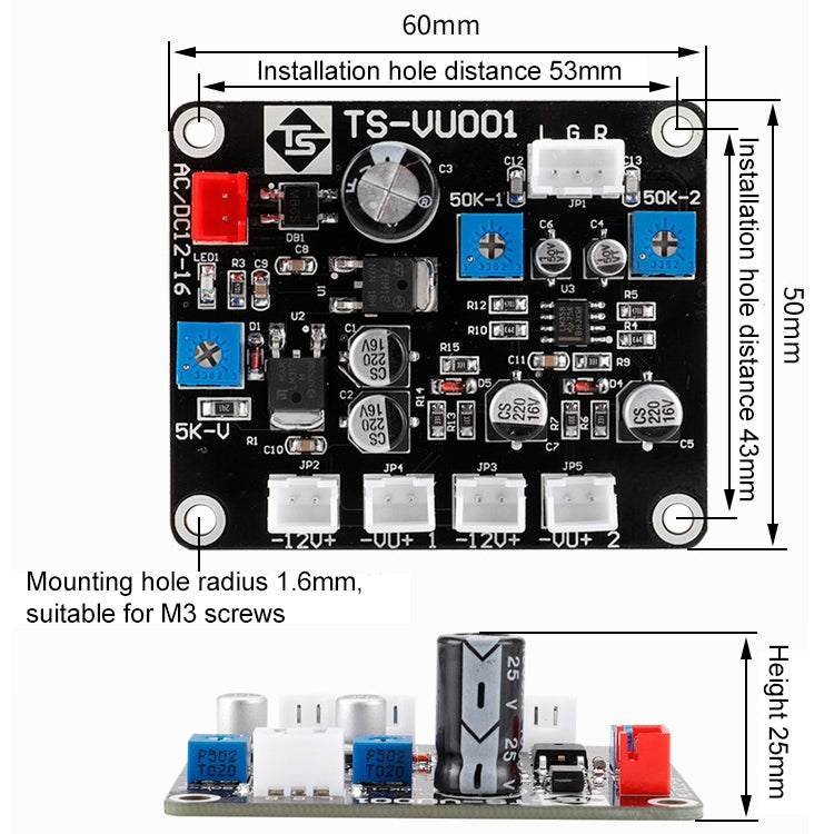 TR-35W VU Meter Power AMP Amplifier DB Table Audio Level Head Meter Sound Pressure Meter