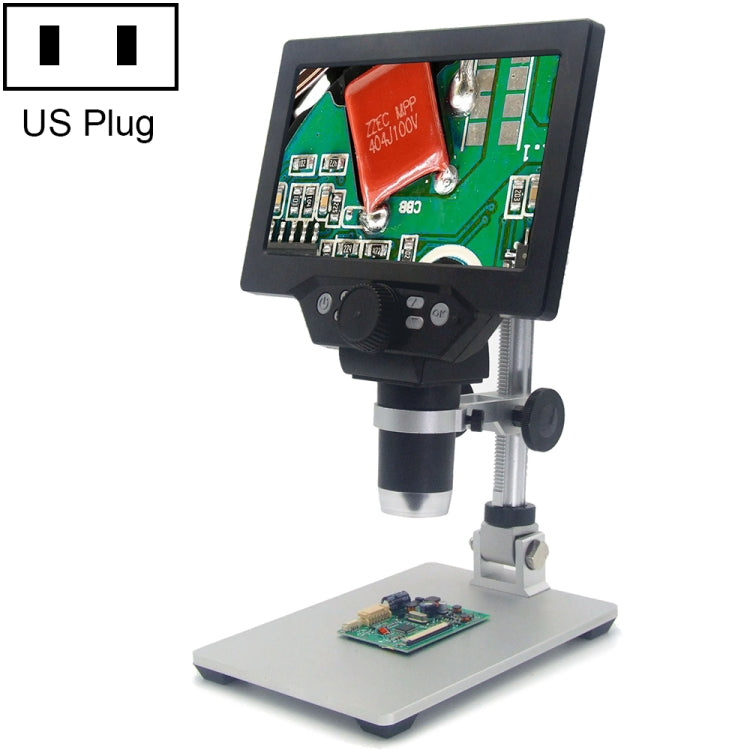 G1200 7 inch LCD Screen 1200X Portable Electronic Digital Desktop Stand Microscope, UK Plug