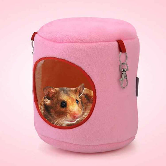Flannel Cylinder Pet House Warm Hamster Hammock Hanging Bed Small Pets Nest, S, Size:10*9*9cm
