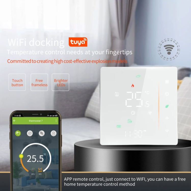 BHT-006GBLW 95-240V AC 16A Smart Home Heating Thermostat for EU Box, Control Electric Heating with Only Internal Sensor & External Sensor & WiFi Connection