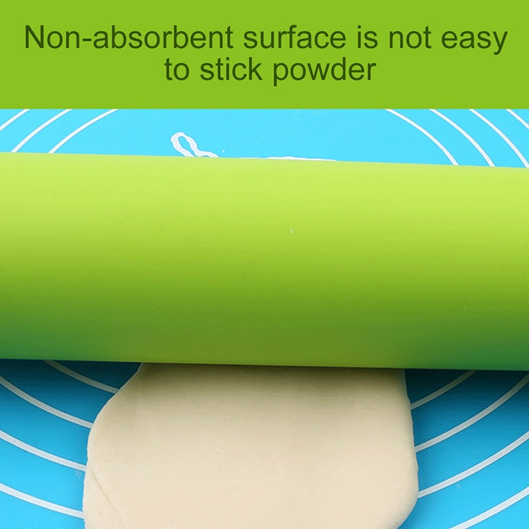 kn055 Solid Wooden Handle Silicone Rolling Pin Non-stick Food Dumpling Stick, Length: 38cm, Random Color Delivery