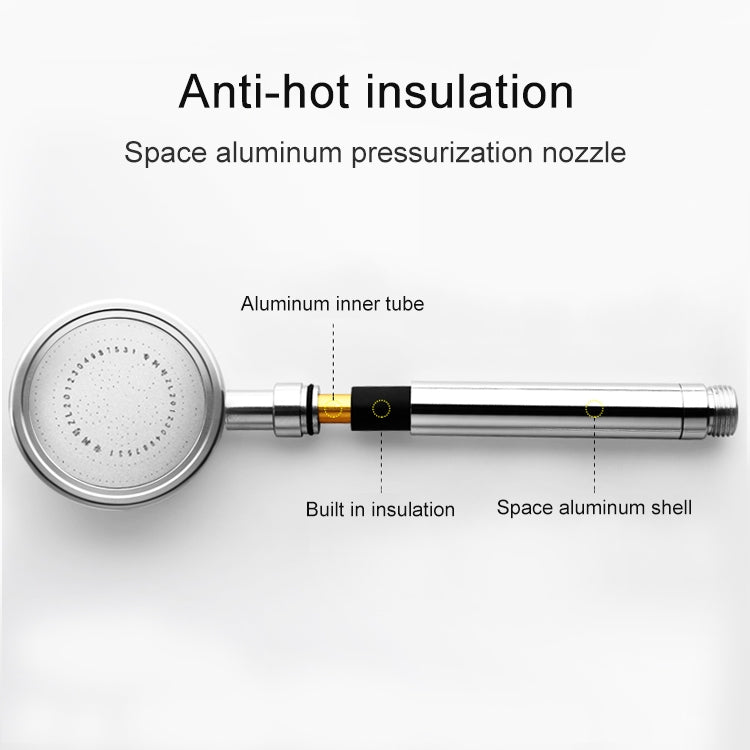 Space Aluminum Round Shape High Pressure Handheld Shower Head Water Saving Bathroom Accessories, Size: 23 x 8.2 x 2cm, BT-209 (Red), BT-209 (Silver), BT-209 (Gold), BT-209 (Blue)