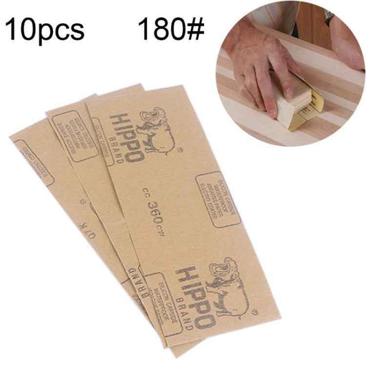 10pcs Grit 180 Wet And Dry Polishing Grinding Sandpaper，Size: 23 x 9cm, Grit 180