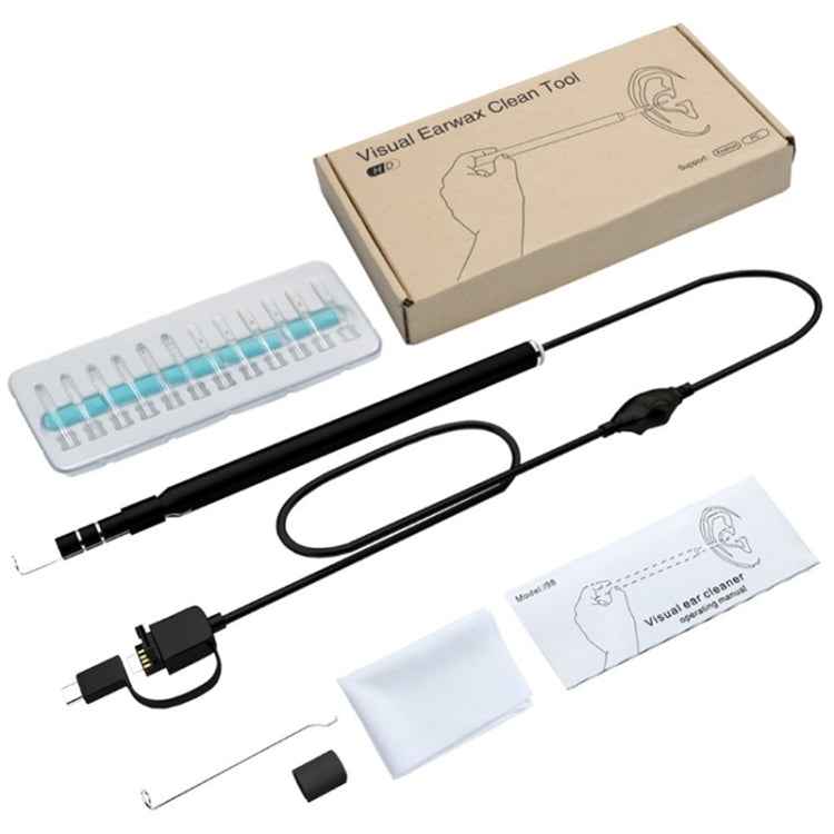 i95 3 in 1 USB Ear Scope Inspection HD 0.3MP Camera Visual Ear Spoon for OTG Android Phones & PC & MacBook, 1.75m Length Cable