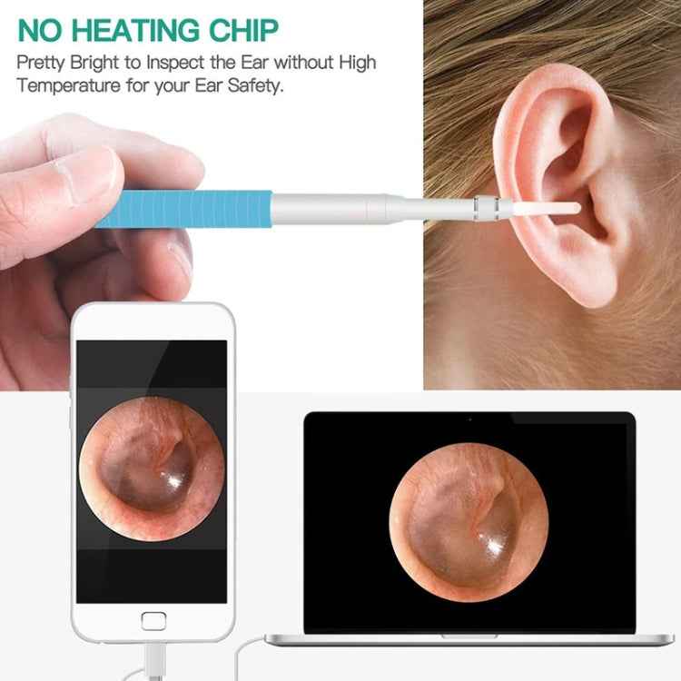 i95 3 in 1 USB Ear Scope Inspection HD 0.3MP Camera Visual Ear Spoon for OTG Android Phones & PC & MacBook, 1.75m Length Cable