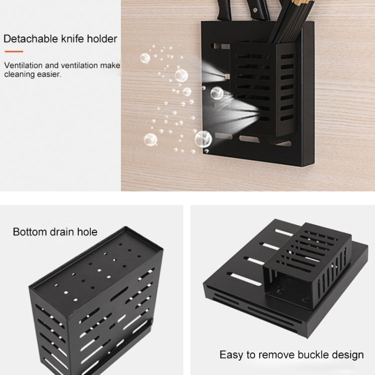 Stainless Steel Wall-mounted Kitchen Rack Hanging Kinfe Chopsticks Canister Holder