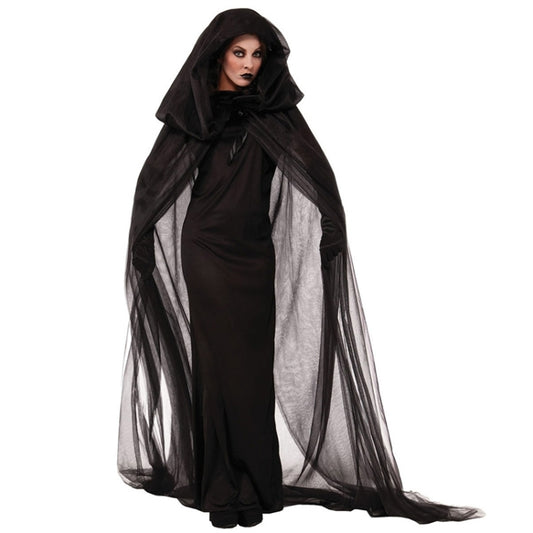 Halloween Costume Night Wandering Soul Ghost Dress Witch Dress Nightclub Rave Party Service, Size:M, Bust: 76-90cm, Clothes Long: 148cm, Cloak Length:220cm, Size: M Adult