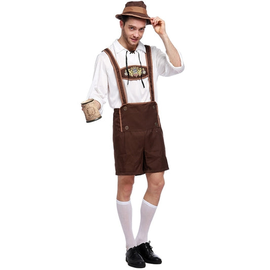 Halloween Costume Men Beer Costume Oktoberfest Suits England Style Stage Performance Cosplay Clothing, Size:XXL, Bust: 126cm, Waistline: 106cm, Clothes Length: 73cm, Long Pants: 52cm, Size: XXL Adult