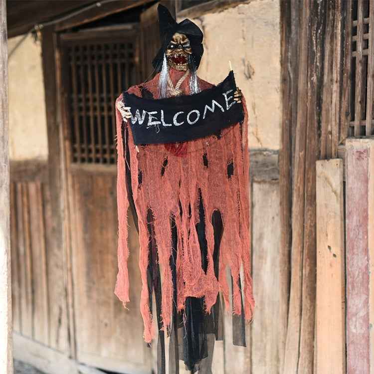 Halloween Hang Ghost Resin Electric Skull Bar Door Welcome Ghost Voice Skeleton Props Decorations