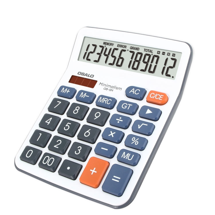 OSALO OS-5M 12 Digits Desktop Calculator Solar Energy Dual Power Calculator, OS-5M