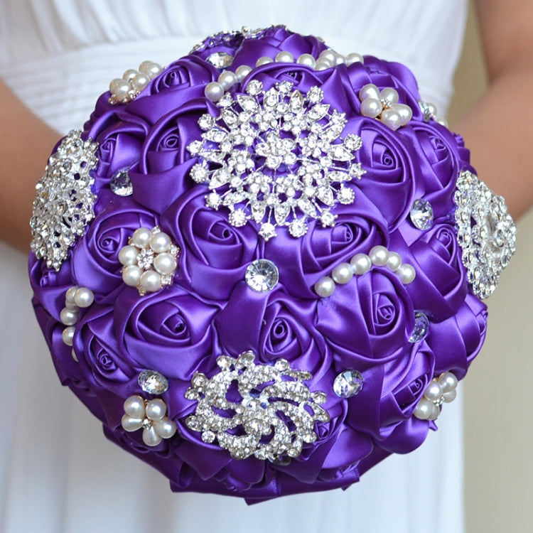 Wedding Holding Pearl Diamond Flowers Bridal Bouquet Accessories Bridesmaid Rhinestone Party Wedding Decoration Supplies, Diameter: 20cm
