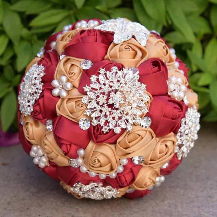 Wedding Holding Pearl Diamond Flowers Bridal Bouquet Accessories Bridesmaid Rhinestone Party Wedding Decoration Supplies, Diameter: 20cm