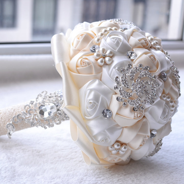 Bouquet de mariée en perles et diamants, accessoires pour demoiselle d'honneur, décoration de fête, strass, diamètre 20 cm