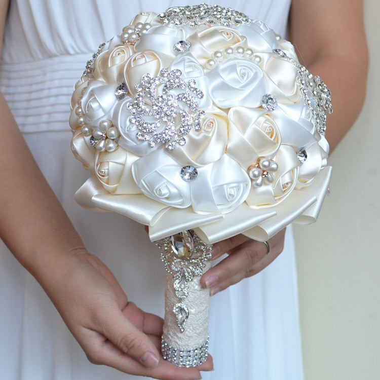 Bouquet de mariée en perles et diamants, accessoires pour demoiselle d'honneur, décoration de fête, strass, diamètre 20 cm