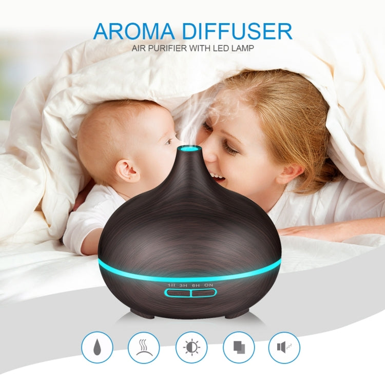 W350 14W 300ML Wood Grain Aromatherapy Air Purifier Humidifier with LED Light for Office / Home Room, W350 Coffee, W350 Brown