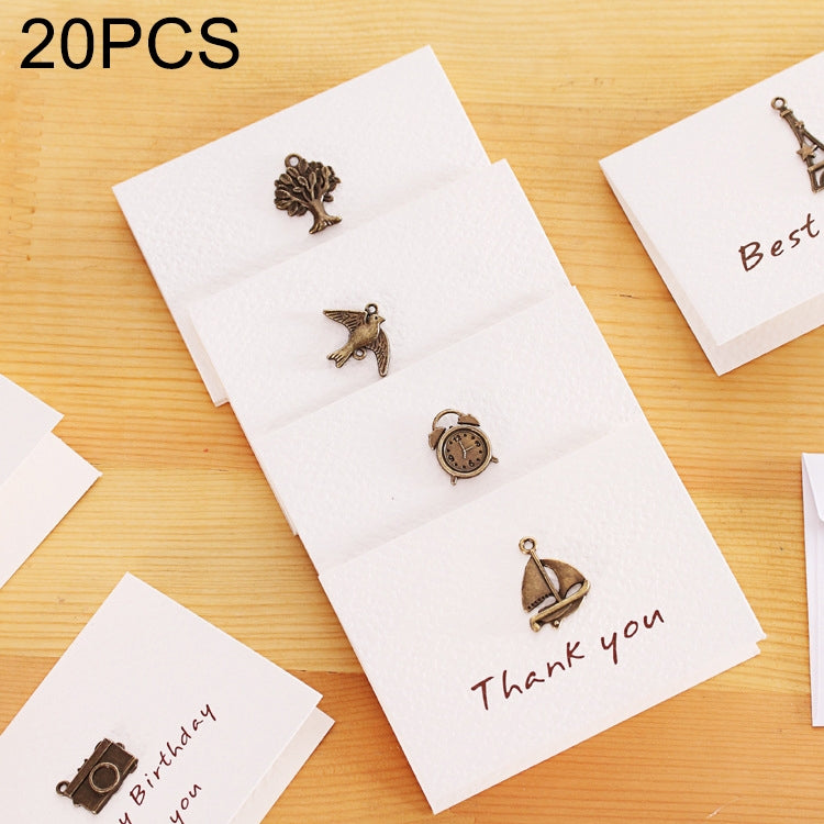 20 PCS Creative Simple Mini Ornaments Greeting Card Birthday Card DIY Folding Blessing Card Postcard, Random Style Delivery, DIY Folding Blessing Card