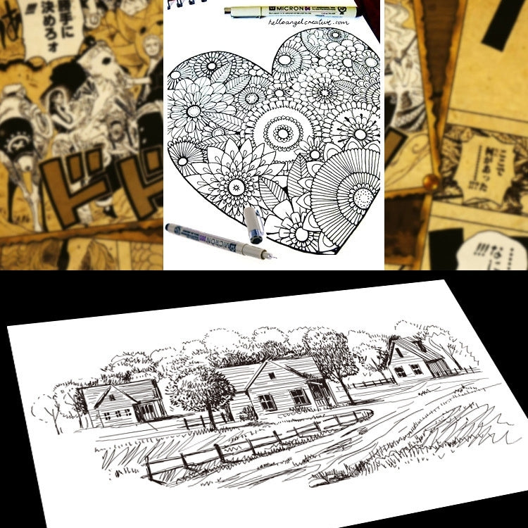 2 PCS Archival Pigment Ink Drawing Fineliner Pens Nib Manga Micron Pen, 0.25mm, 0.3mm, 0.35mm, 0.4mm, 0.45mm, 0.5mm