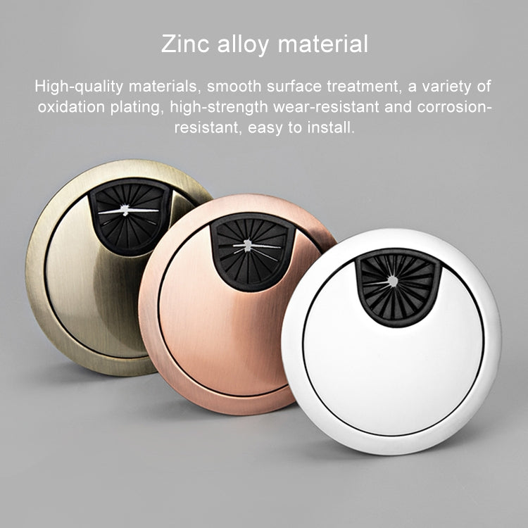 Desk Computer Desktop Zinc Alloy Round Threading Box Hole Cover, Hole Diameter: 80mm (Green Bronze)