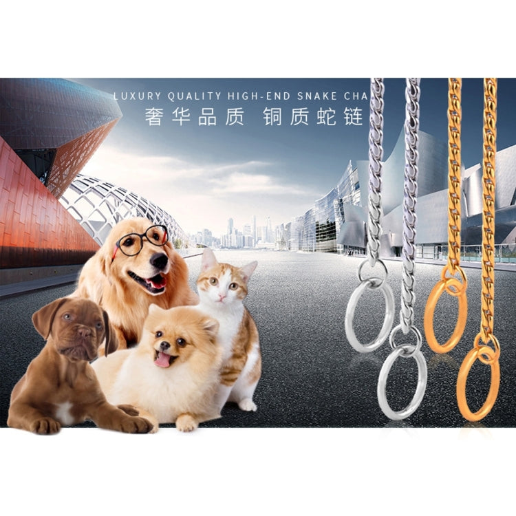 Pet Collars Pet Neck Strap Dog Neckband Snake Chain Dog Chain  Solid  Metal Chain Dog Collar，Length:40cm