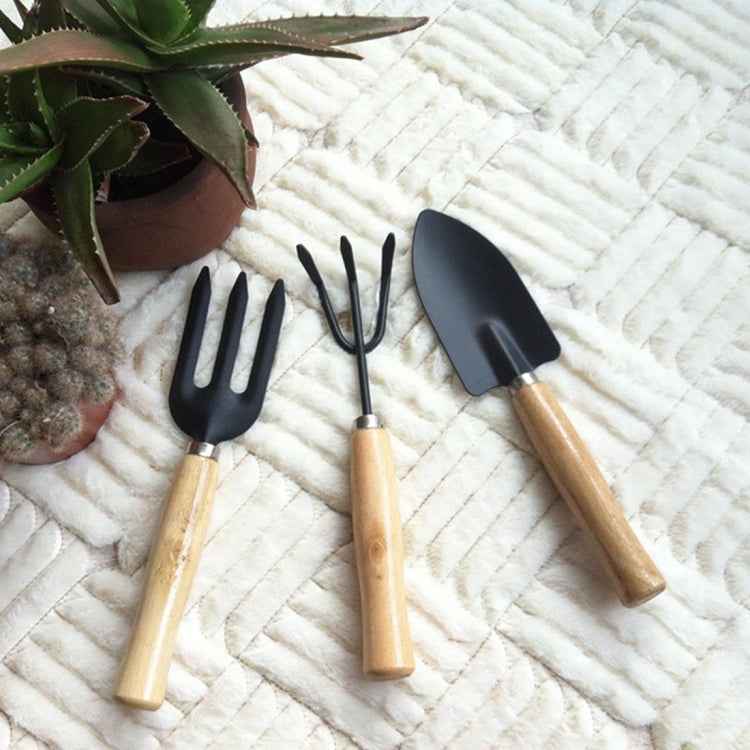 Rake Shovel Digging Trowel 3 in 1  Wooden Handle Metal Head Mini Garden Plant Tool Gardening Tool Garden Flower Tools Garden Tools Combination Set