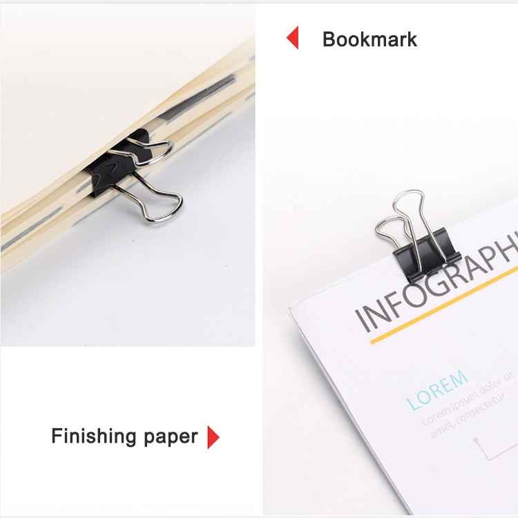 20PCS 51mm Black Metal Clip Notes Letter Paper Clip Office Bind
