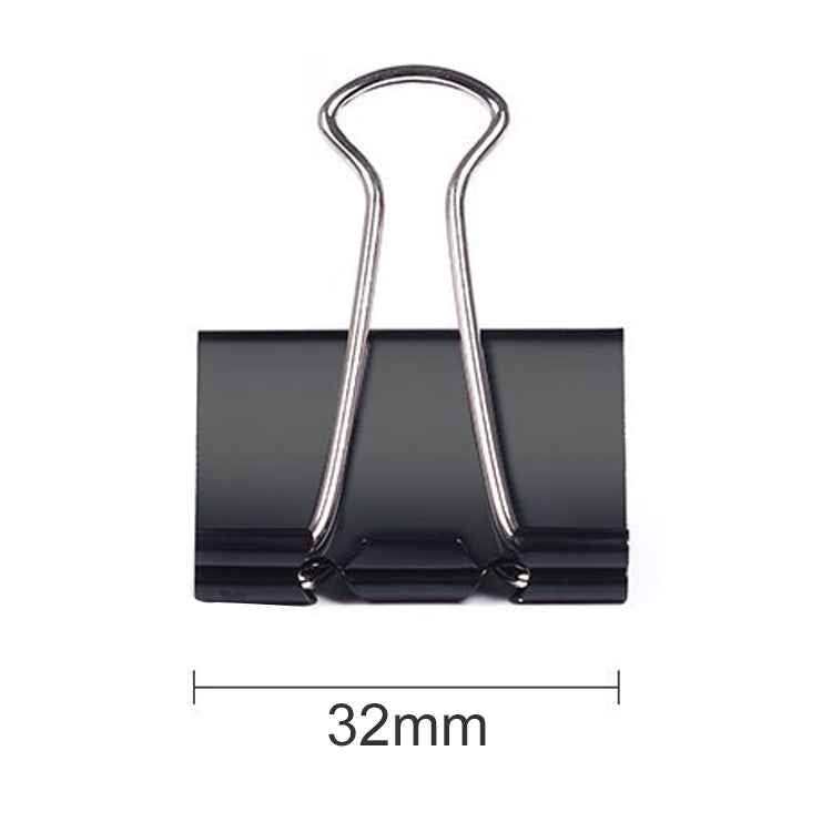 50PCS 32mm Black Metal Clip Notes Letter Paper Clip Office Bind