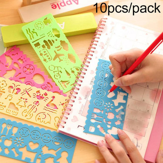 10 PCS Creative Candy Color Drawing Ruler Speed Sketchpad Art Ruler Template, Random Color Delivery, Speed Sketchpad