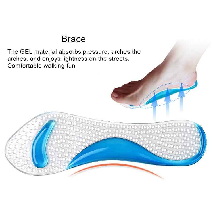 Women Silicone Gel Massage Arch Support Insoles Orthotic Flatfoot Prevent Foot Cocoon High Heels Shoes Pad ,Random Color Delivery