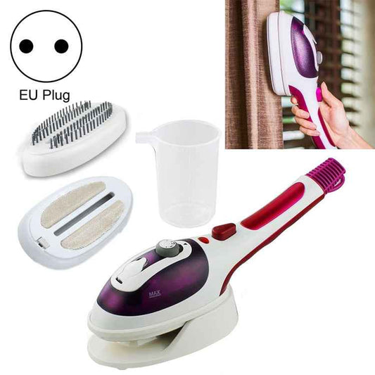 Multifunction Household Handheld Steamer Travel Portable Hand - Held Steam Hanging Hot Machine Ceramic Bottom with Flannelette Brush & Hair Brush & Measuring Cup,EU Plug