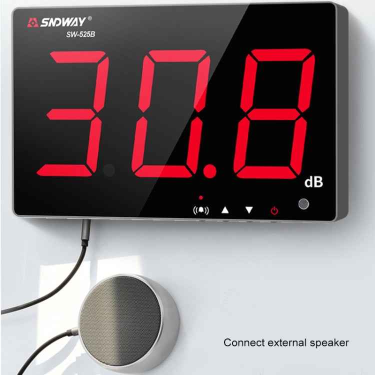 SNDWAY SW525B Wall-mounted DB Sound Level Meter Noise Tester with USB Data Storage Transfer & USB Communication