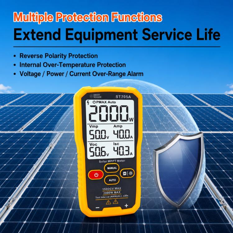 SMART SENSOR ST705 1000W Solar Panel Tester Meter MPPT Photovoltaic Multimeter, ST705