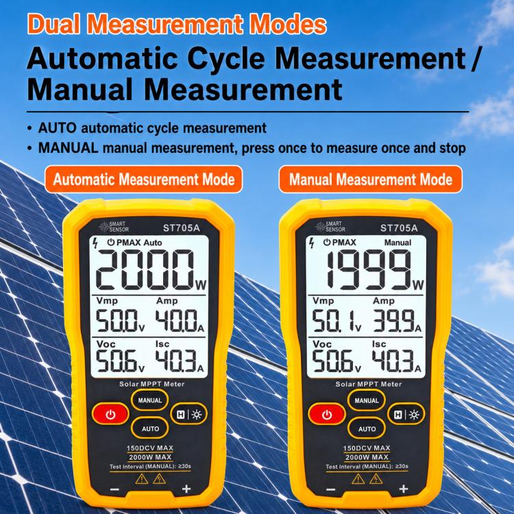 SMART SENSOR ST705A 2000W Solar Panel Tester Meter MPPT Photovoltaic Multimeter, ST705A