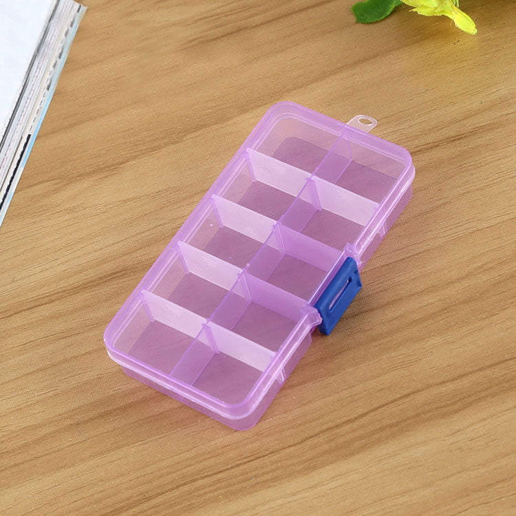 10 PCS Removable Grid Plastic Box Organizer for Jewelry Earring Fishing Hook Small Accessories, Size: Small, 10 Slots, 10 Slots (Purple+Blue), 10 Slots  (White+Pink), 10 Slots  (White+Blue), 10 Slots (Pink+Blue), 10 Slots (Orange + blue)