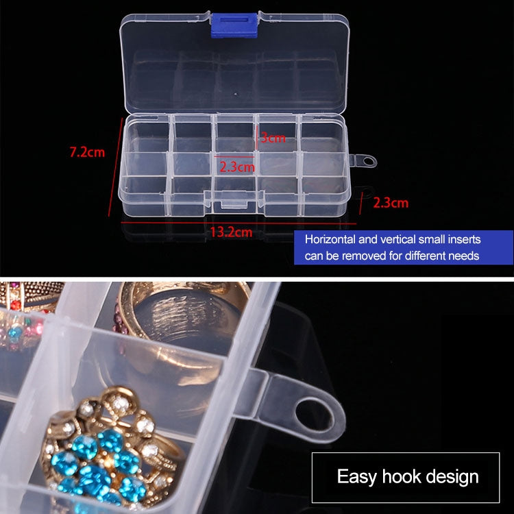 10 PCS Removable Grid Plastic Box Organizer for Jewelry Earring Fishing Hook Small Accessories, Size: Small, 10 Slots, 10 Slots (Purple+Blue), 10 Slots  (White+Pink), 10 Slots  (White+Blue), 10 Slots (Pink+Blue), 10 Slots (Orange + blue)