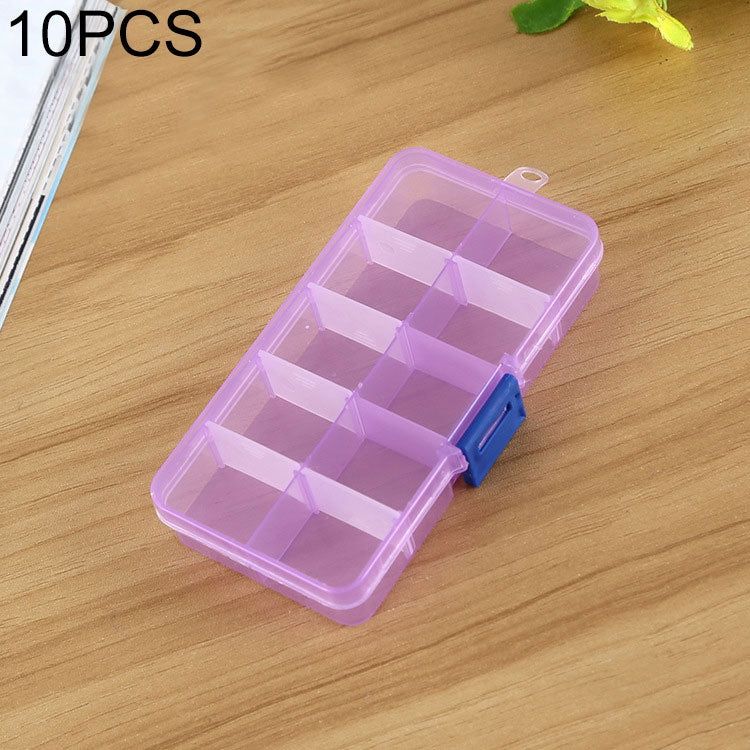 10 PCS Removable Grid Plastic Box Organizer for Jewelry Earring Fishing Hook Small Accessories, Size: Small, 10 Slots, 10 Slots (Purple+Blue), 10 Slots  (White+Pink), 10 Slots  (White+Blue), 10 Slots (Pink+Blue), 10 Slots (Orange + blue)