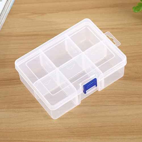 Plastic Jewelry Box Organizer Storage Container with Adjustable Dividers, Size: Large, 6 Slots