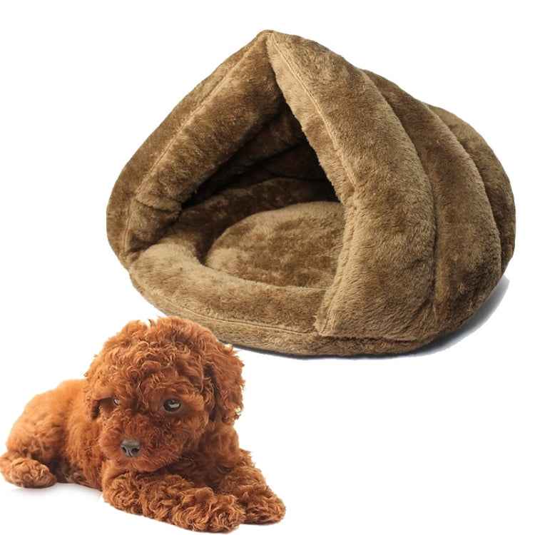 Triangular Cat Kennel Warm Thicken Mongolian Yurt Pet Dogs Cats House Size: M, 40×40×30cm