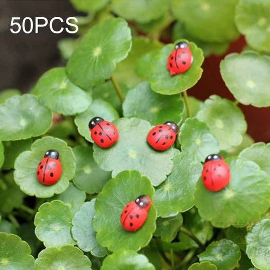 50pcs Red Color Wooden Cabochons Ladybug for Decoration Wood Ladybug Decoration Crafts Micro-landscape Ornaments Accessories Multi-meat Ornaments