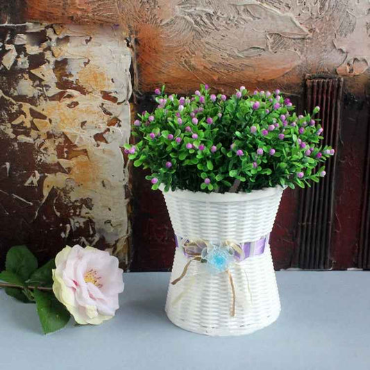 Plastic Flower Pots Medium Size Flower Pots Fashion Balcony Garden Plant Planter Home Decoration, Ribbon Random Color Delivery, Floral Vase 3