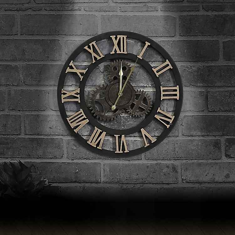Originality American Industrial Style Wood Vintage Old Gear Wall Clock, Diameter: 50cm