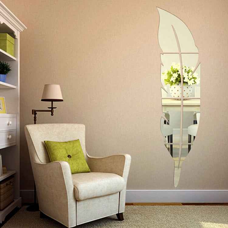 DIY Feather Style Acrylic Mirror Wall Stickers Home Room Mural Decoration Art Wall Sticker, Size: 18*73cm