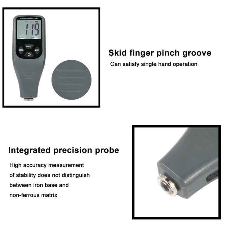 RZ240 Ferrous & Non-Ferrous 2 in 1 Digital Coating Paint Thickness Gauge Meter Tools