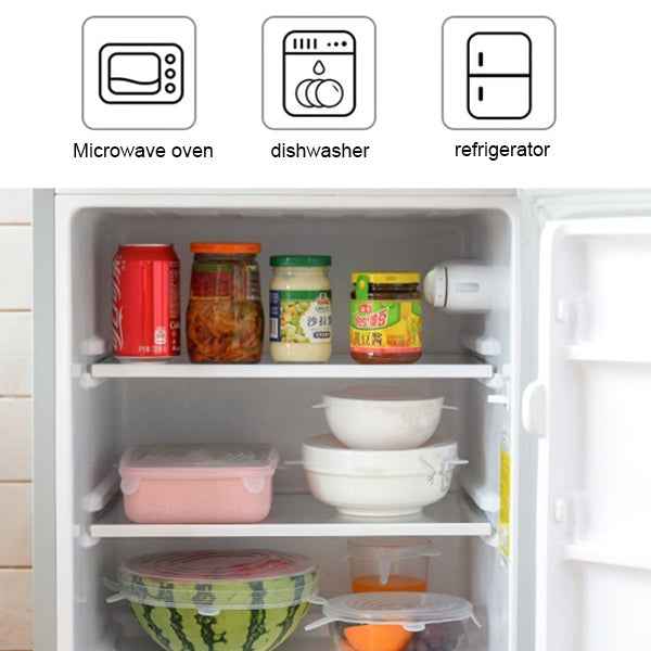 6 PCS / Set Food Grade Silicone Sealing Lids Fresh Keeping Covers