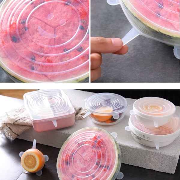 6 PCS / Set Food Grade Silicone Sealing Lids Fresh Keeping Covers