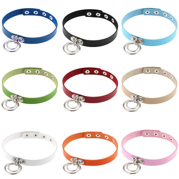 2 PCS European and American Rock Punk Nightclub Street Dancing Dual-ring Leather Collar Necklace, Random Color Delivery