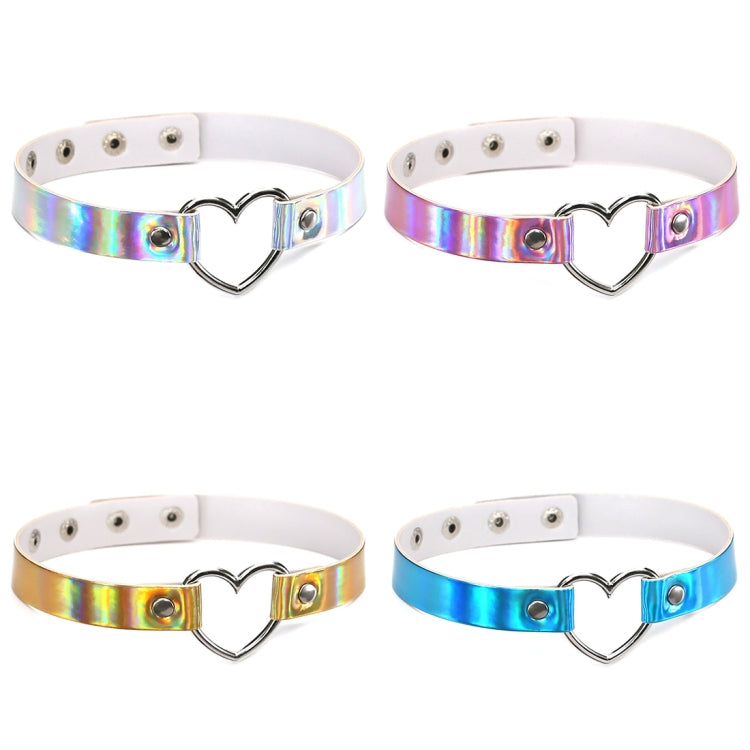 2 PCS European and American Harajuku Laser Heart Shape Collar Glowing Choker Necklace, Random Color Delivery