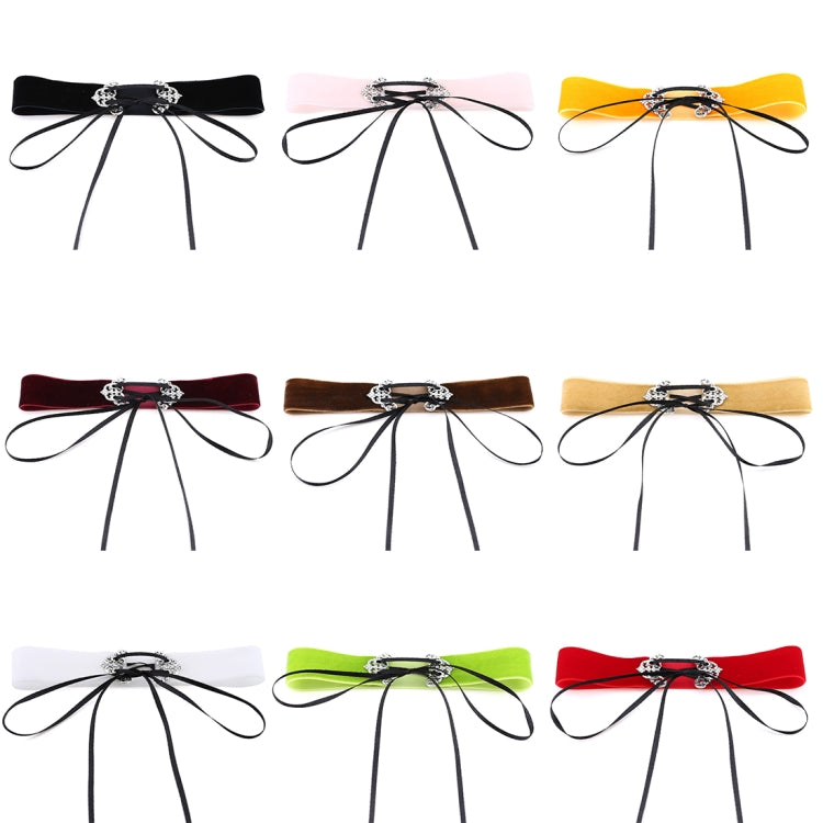2 PCS European and American Fashion Street-snap Collar Hollow Alloy Velvet Choker Necklace, Random Color Delivery