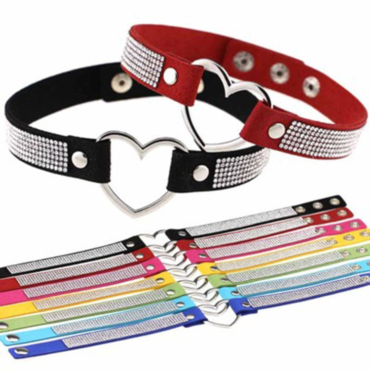 Japanese Harajuku Rhinestone Heart Shape Punk Collar Fashion Female Choker Necklace, Random Color Delivery