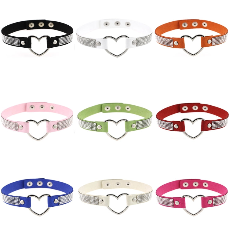 Japanese Harajuku Rhinestone Heart Shape Punk Collar Fashion Female Choker Necklace, Random Color Delivery