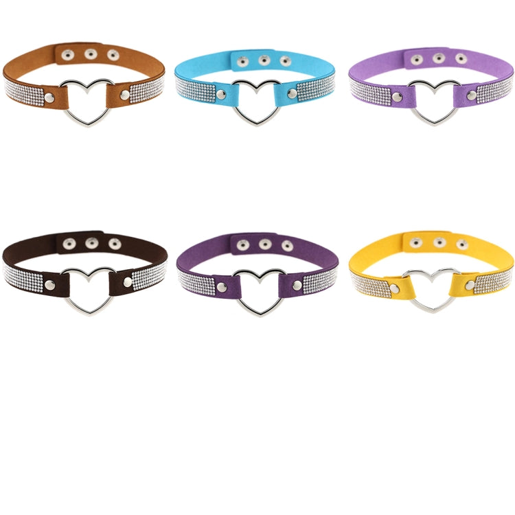Japanese Harajuku Rhinestone Heart Shape Punk Collar Fashion Female Choker Necklace, Random Color Delivery